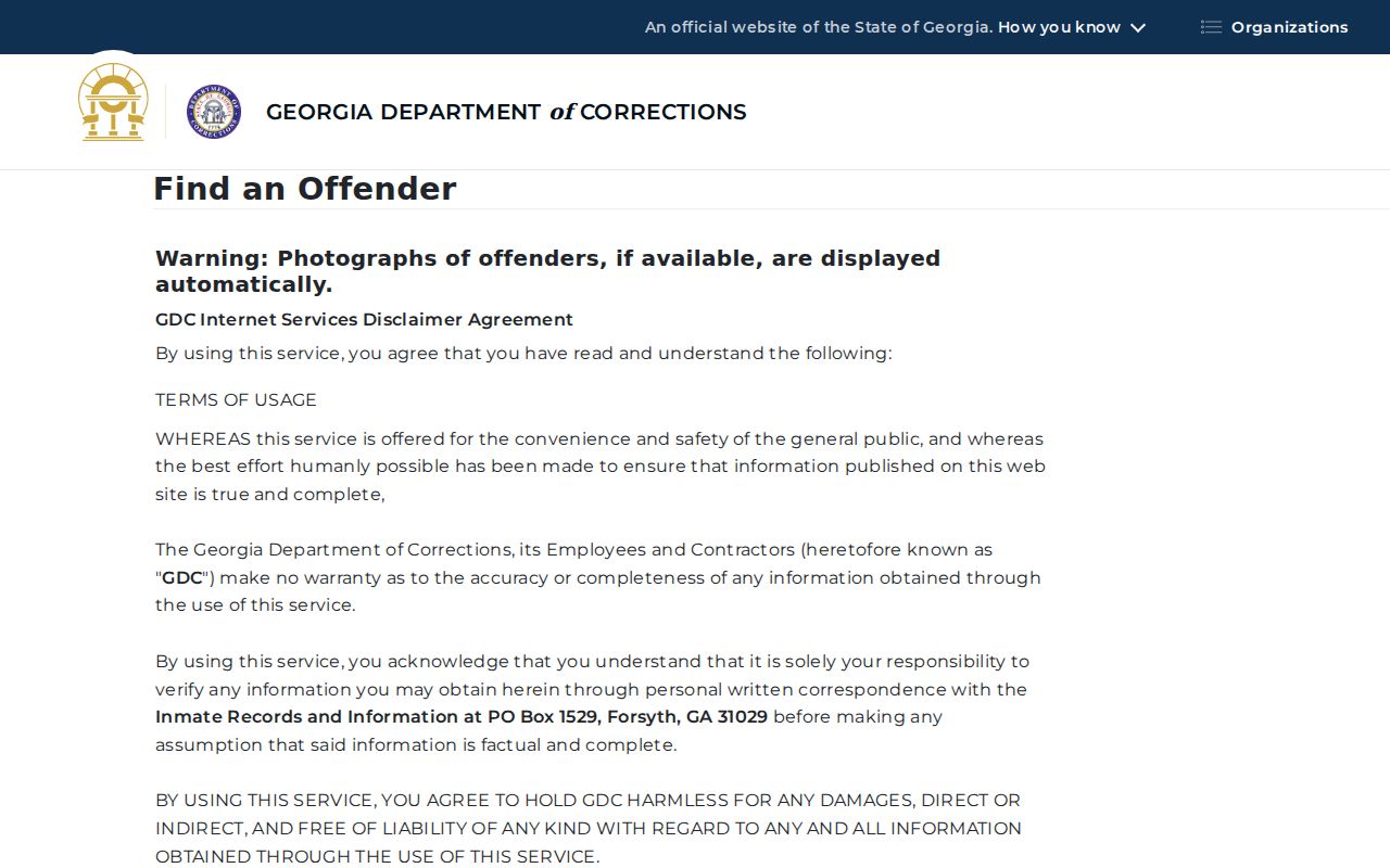 Georgia offender query form for people connected with Bogart