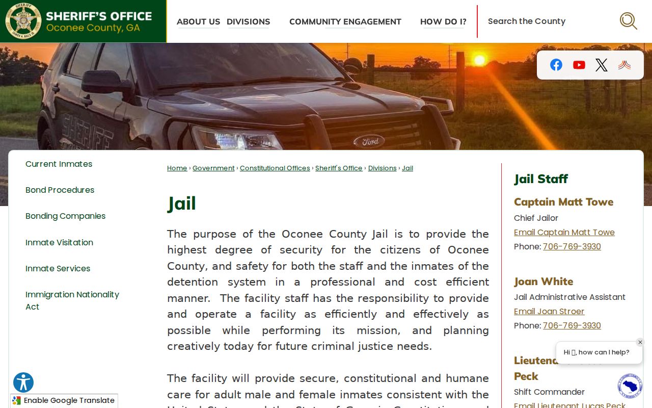 Official Oconee County Jail information page