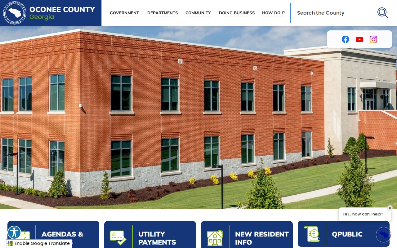 Oconee County government homepage for local criminal record services