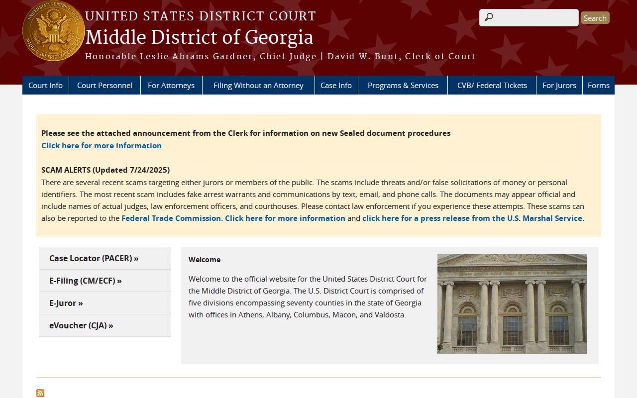 United States District Court Middle District of Georgia homepage