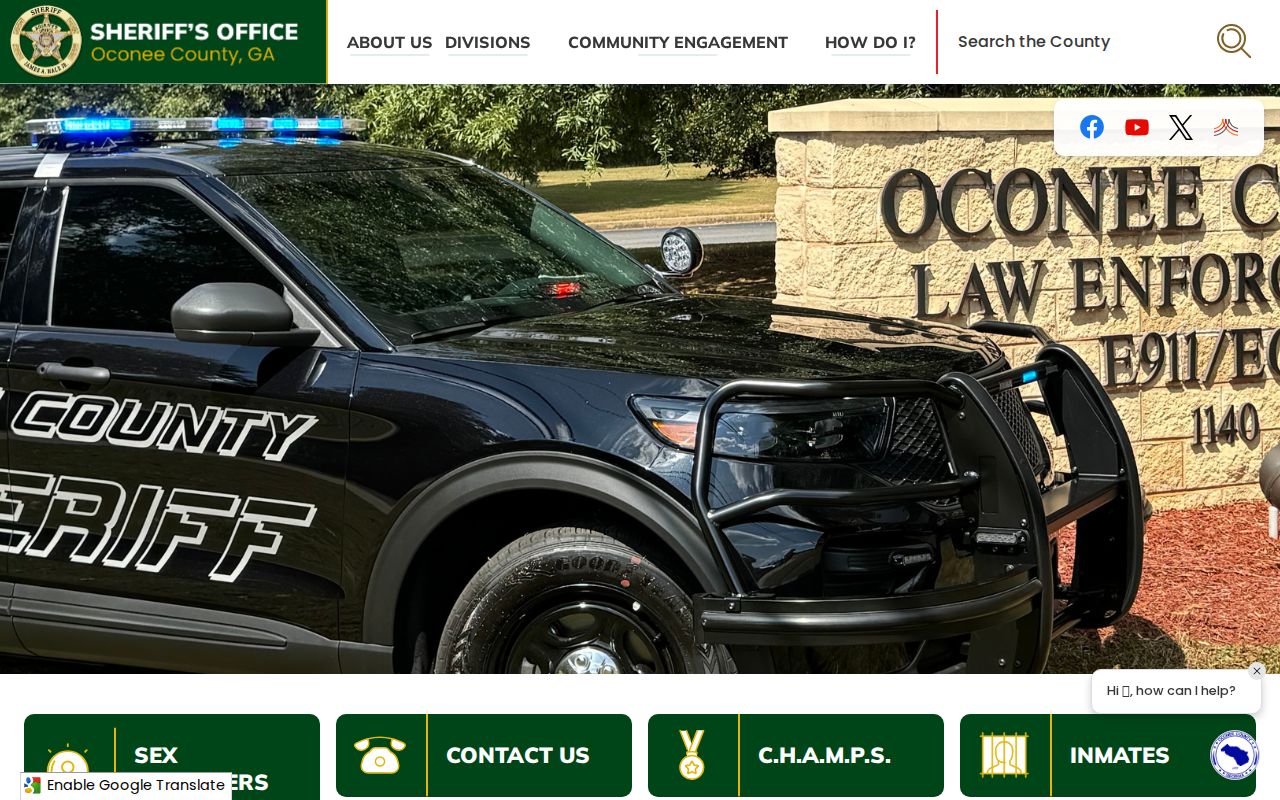 Oconee County Sheriff's Office homepage for jail and agency records