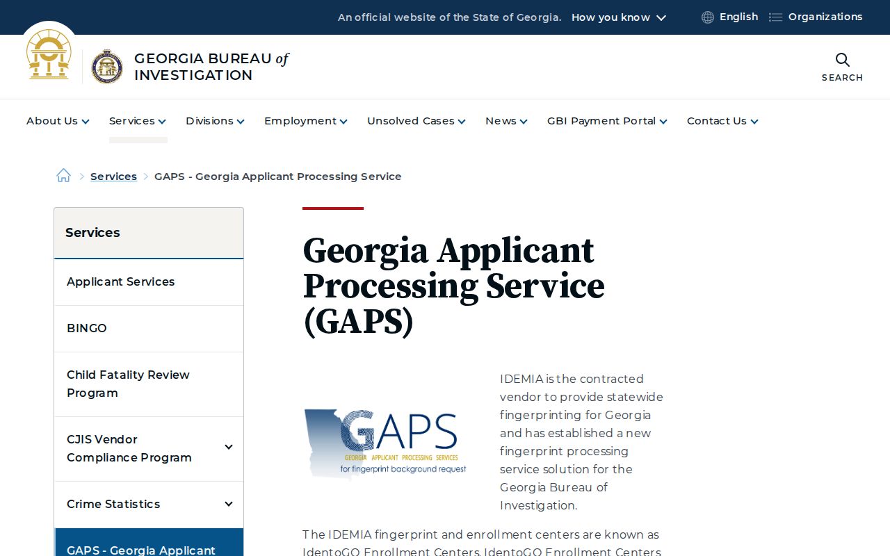 Georgia GAPS fingerprint processing guidance for Watkinsville residents